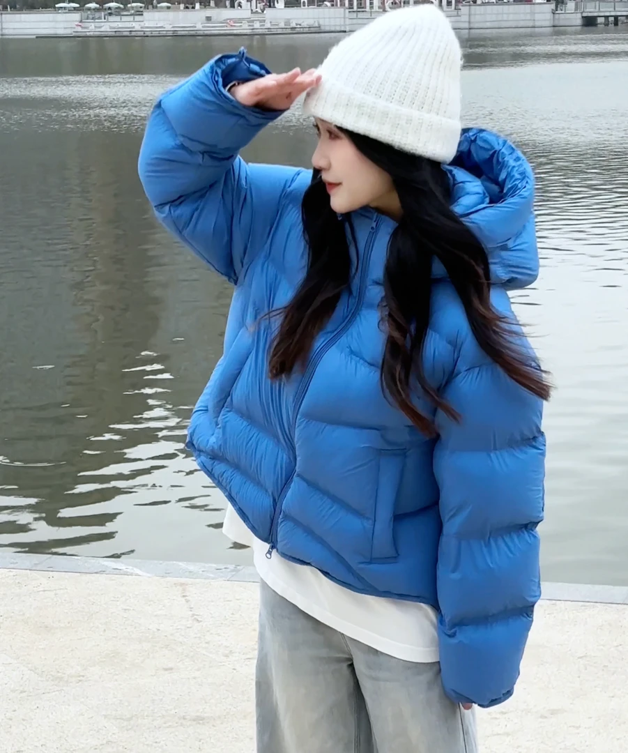 95%白鹅绒波浪款冬季女装羽绒服女短款时尚百搭泡芙系列外套