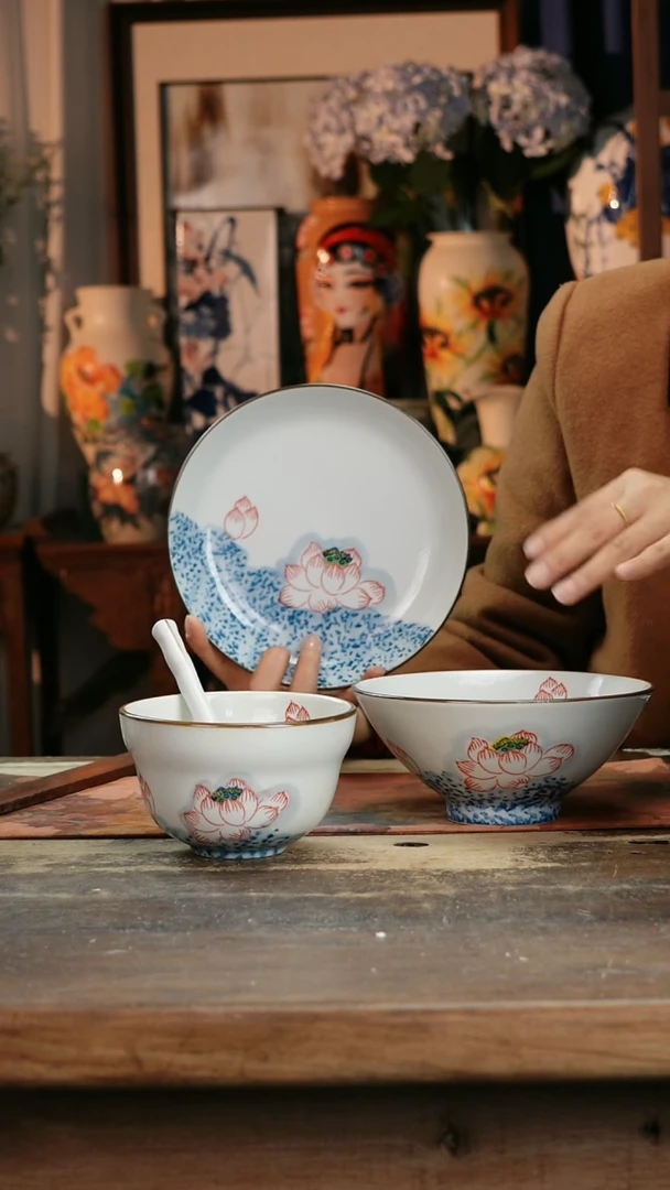 【闪购商品】瓷片景德镇纯手工釉下彩精品花瓶