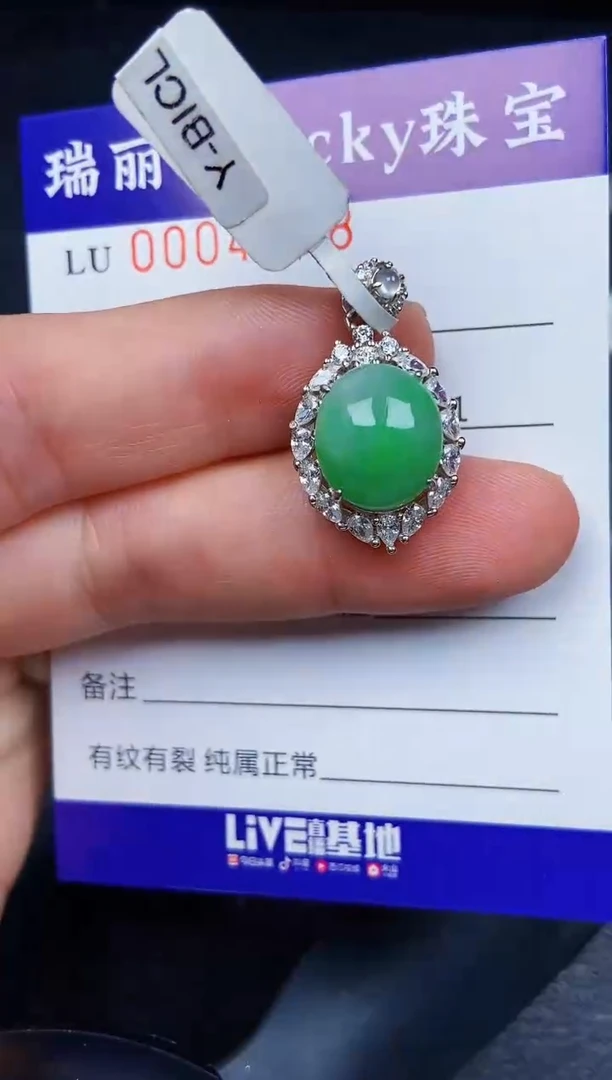 翡翠银S925镶嵌颈饰4768