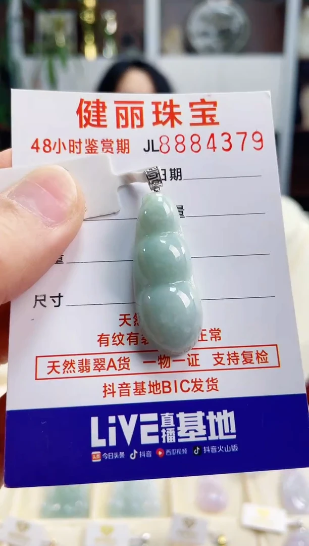 【闪购商品】翡翠颈饰18K金镶嵌天然缅甸翡翠 富贵豆(一物一证)