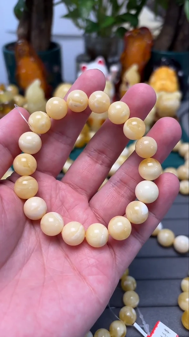 手串琥珀未镶嵌p13俄料白蜡手串 16.15克 11mm