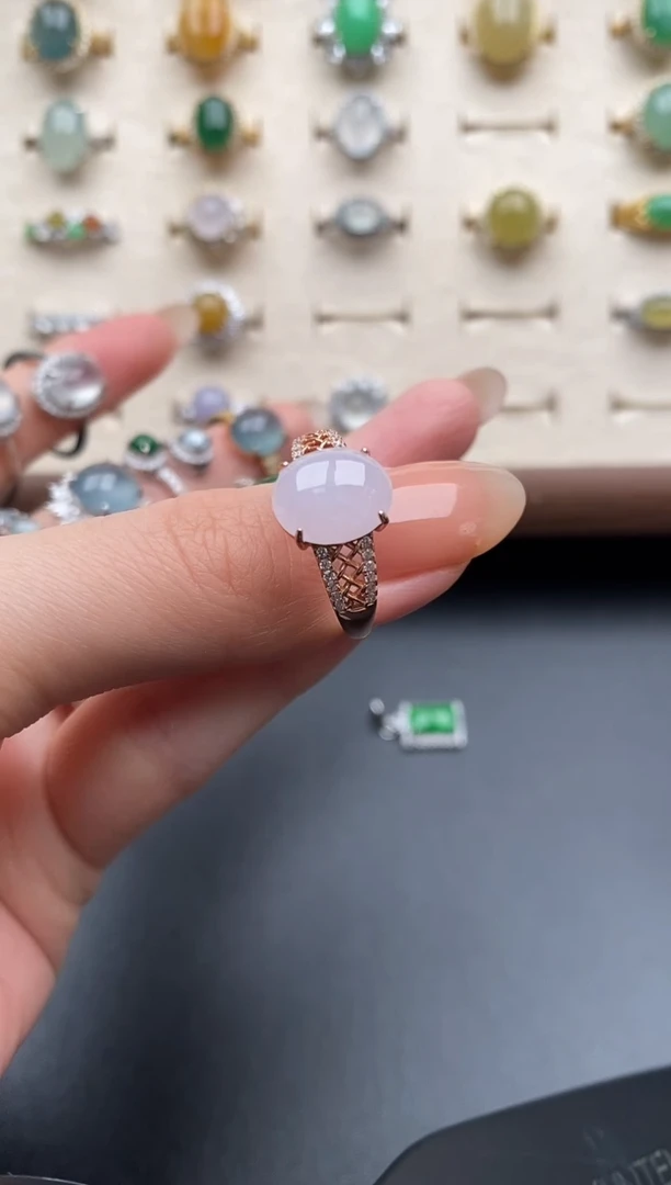 银S925镶嵌戒指翡翠一物一证一礼盒