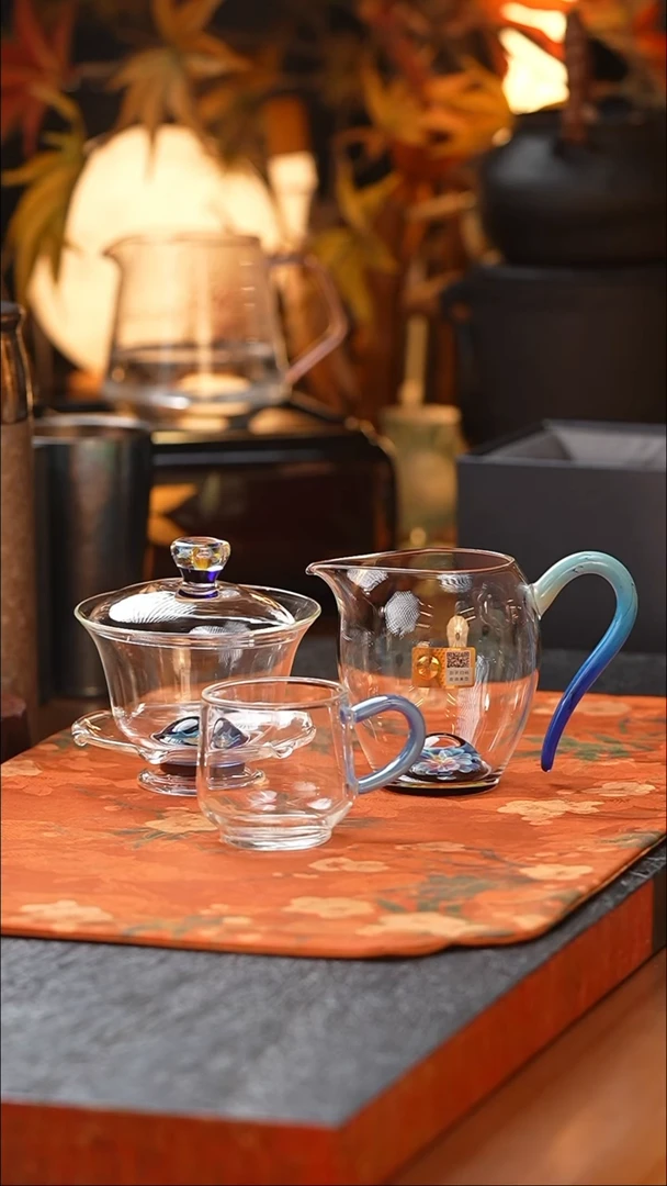 禾器/莲韵欣语盖碗+禾器/菡韵怡然茶海/青/凤玉+璃享水月杯凤玉色