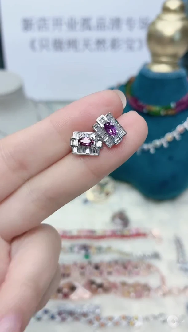 银S925镶嵌耳饰石榴石492ZB1202产品一个（多样性）