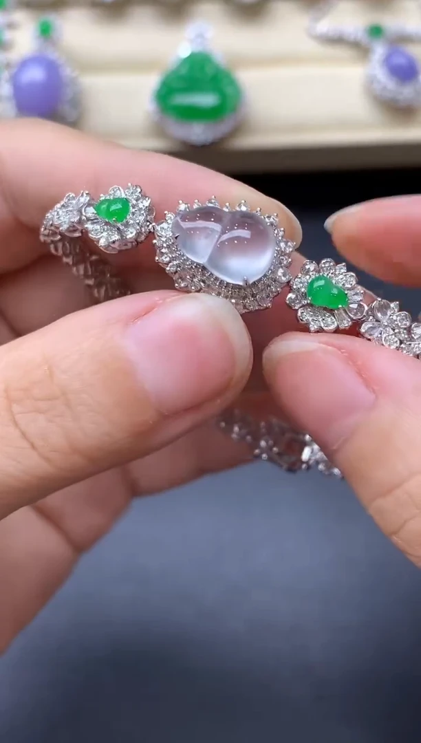 18K金镶嵌手链翡翠594-中国好珍宝