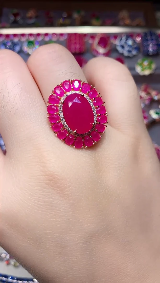 银S925镶嵌戒指红宝石.....