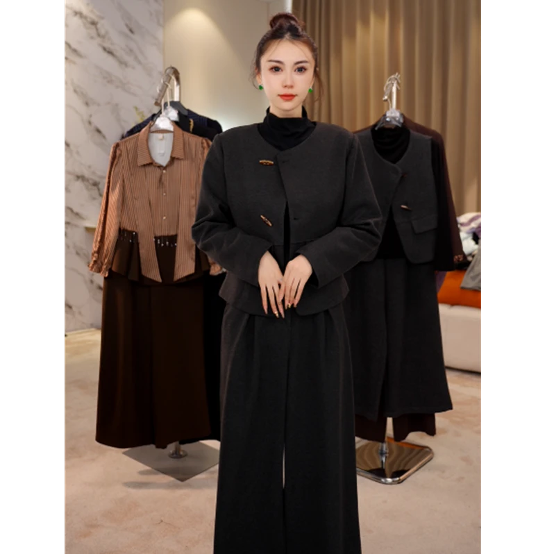 G9355小香风套装女早秋高级感好看通勤穿搭休闲整套气质三件套