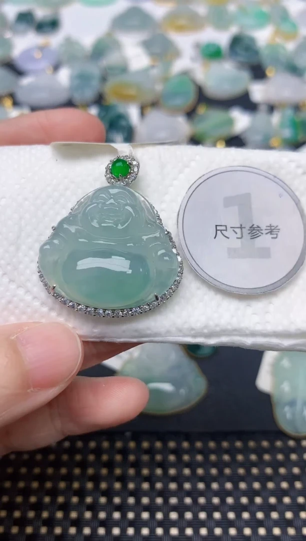 颈饰银S925镶嵌翡翠天然缅甸A货翡翠