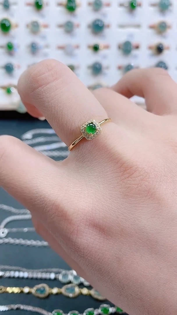 银S925镶嵌戒指翡翠天然翡翠