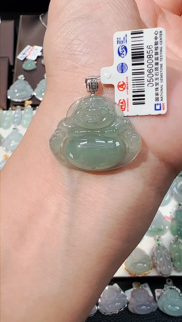 翡翠18K金镶嵌吊坠(不含链)佛公吊坠856