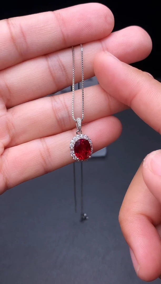 颈饰银S925镶嵌红宝石11
