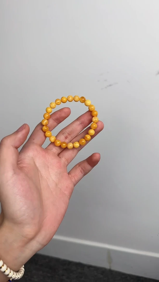 【闪购商品】蜜蜡裸石未镶嵌花蜡手串8.0mm