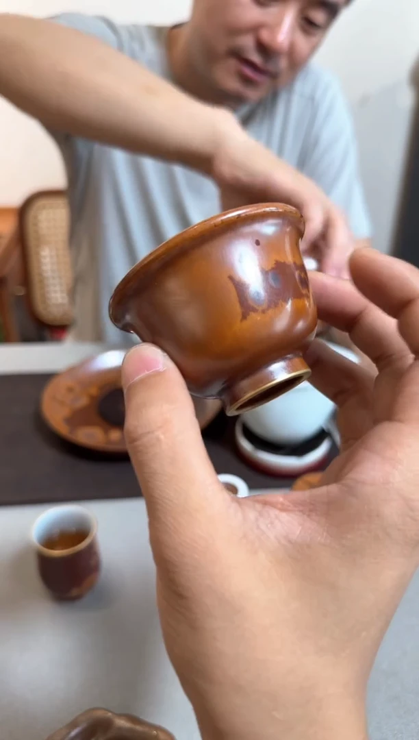 荣器 木首釉 小压手杯（纯釉）