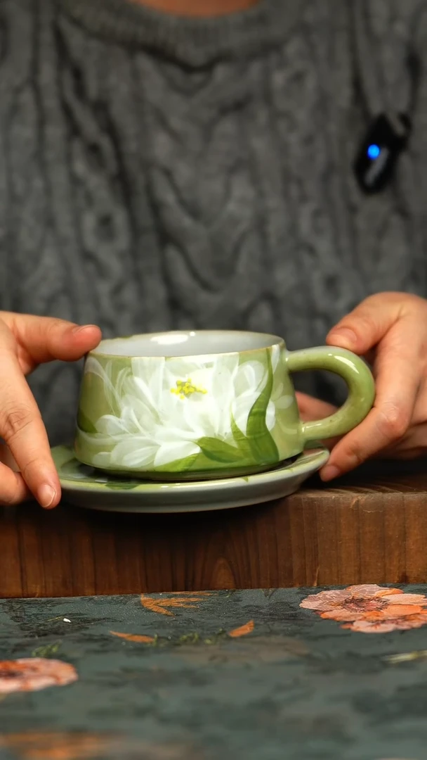 杯釉下彩手工手绘同款陶器