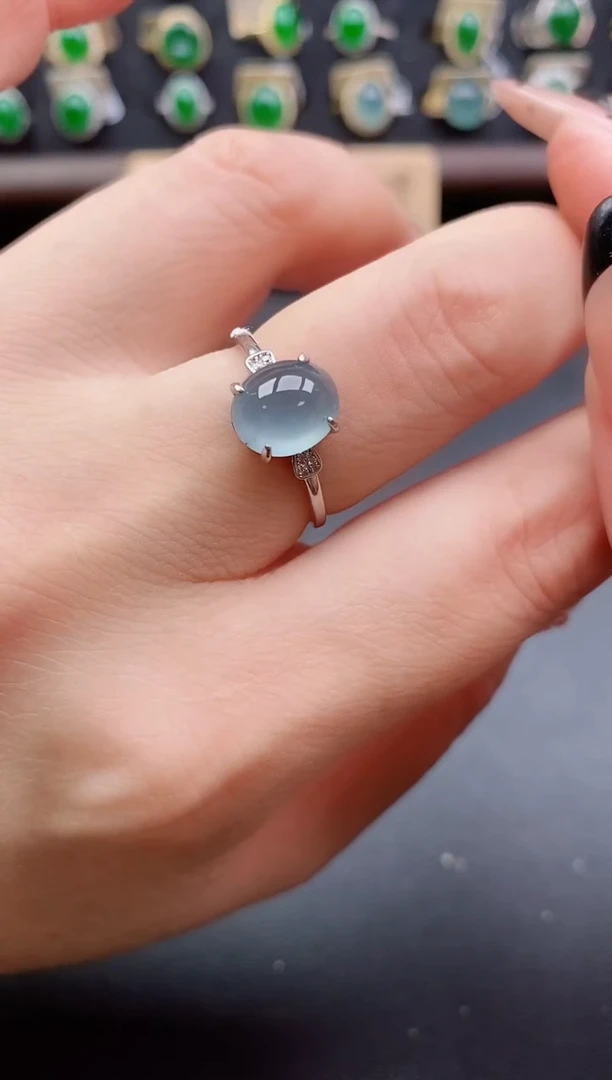 银S925镶嵌戒指翡翠1