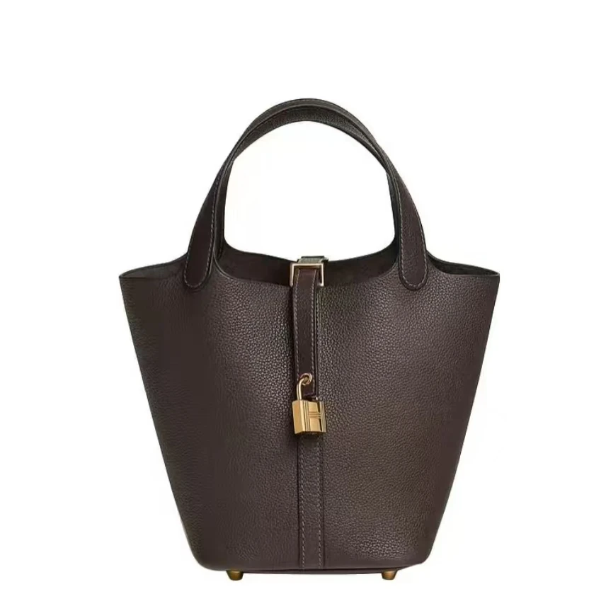 95新 Hermes/爱马仕 青奢荟/爱马仕菜篮子22乌木色/Z刻///66256