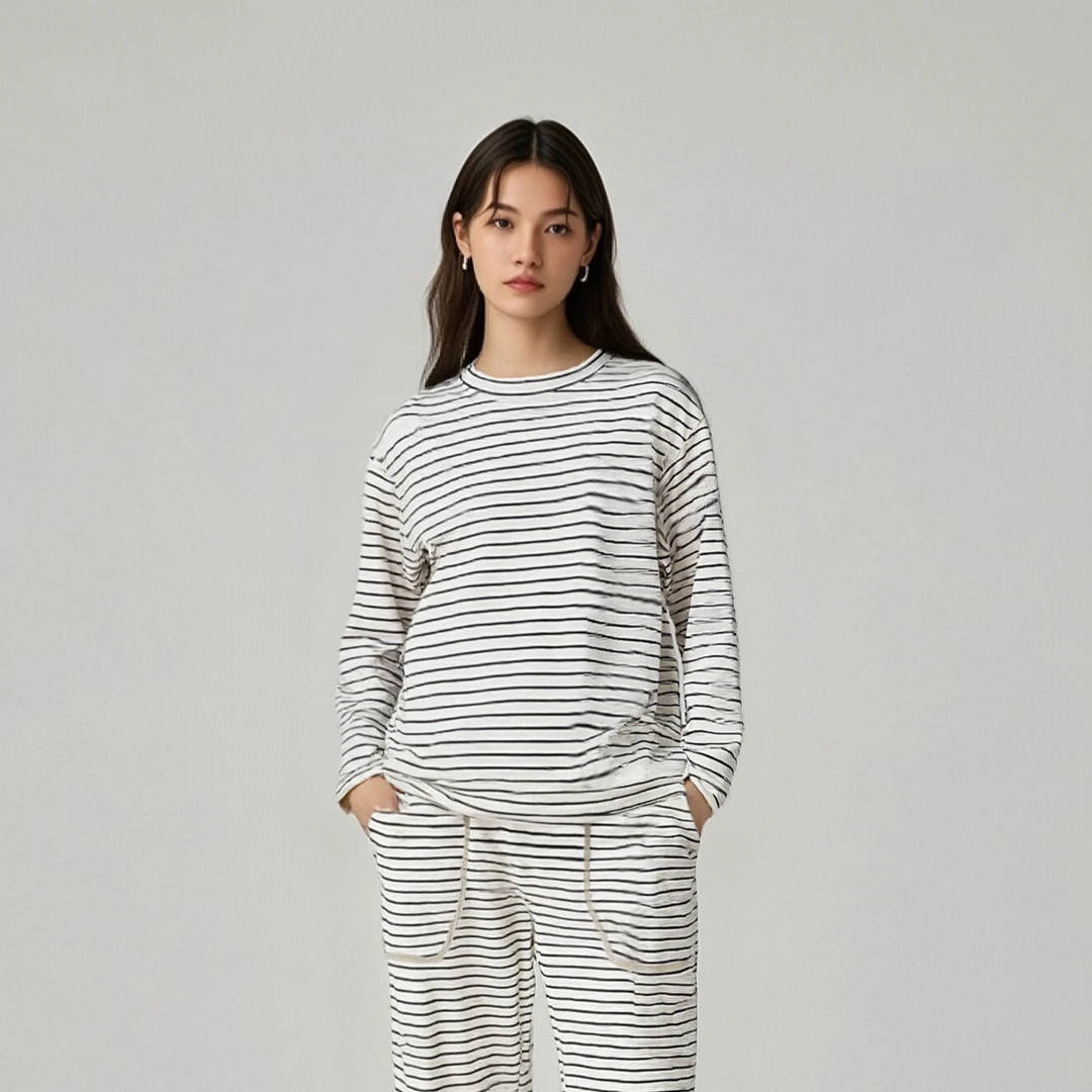 【櫟丝御锦·云憩】柞蚕丝女士长袖冬季睡衣家居服套装保暖50532H