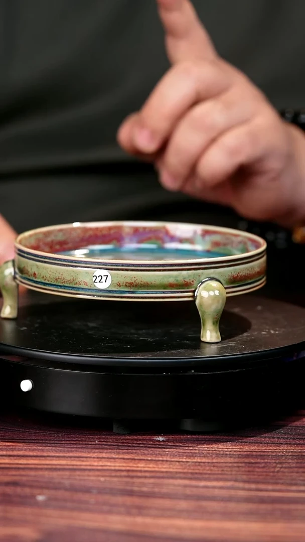 227#盼龙窑一级品原矿钧瓷三足洗