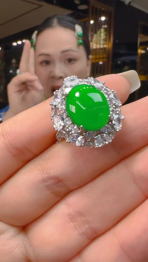 银S925镶嵌戒指翡翠104（多样性发其一）