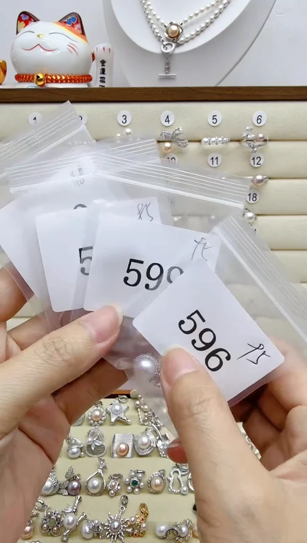 银S925镶嵌戒指淡水珍珠600-599-596-598