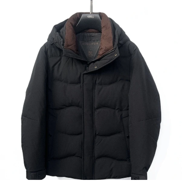 福利款男士商务休闲冬季保暖连帽羽绒服黑色男装防风保暖