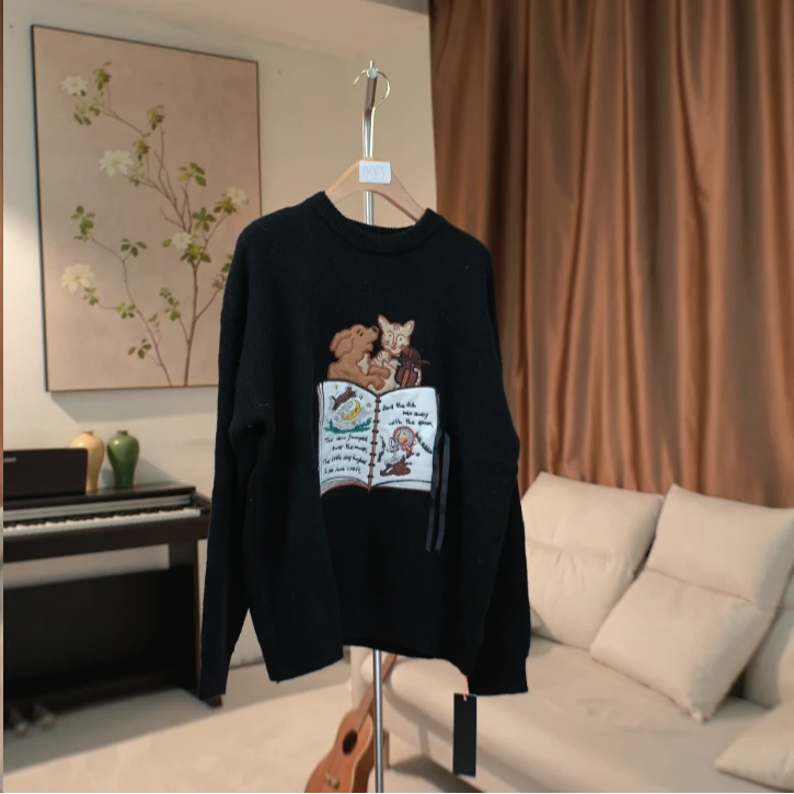 G461 秋冬猫狗刺绣图案套头针织毛衫女 YG81