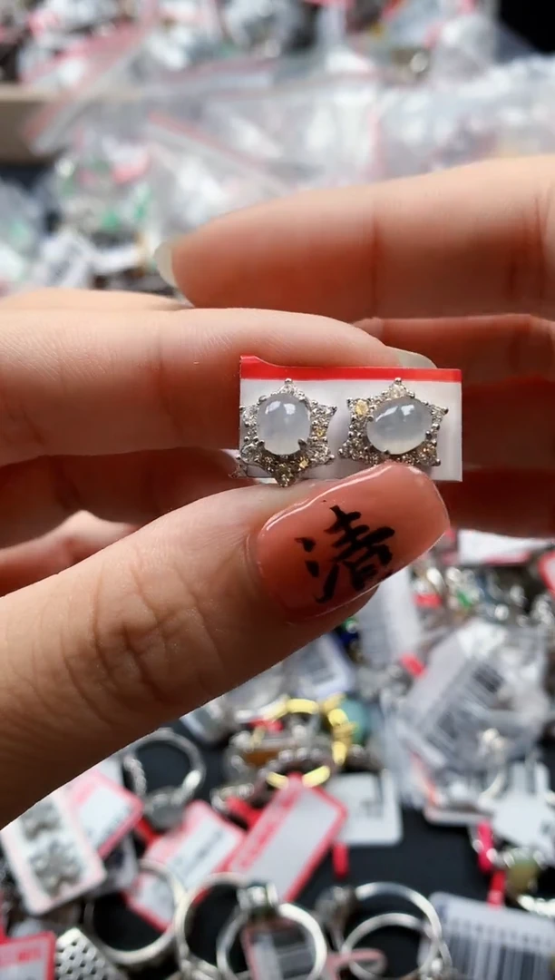 银S925镶嵌戒指翡翠天然A货缅甸翡翠