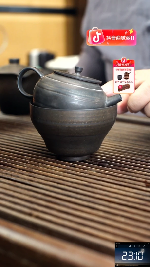 细陶泥150毫升锔钉壶送大主人被