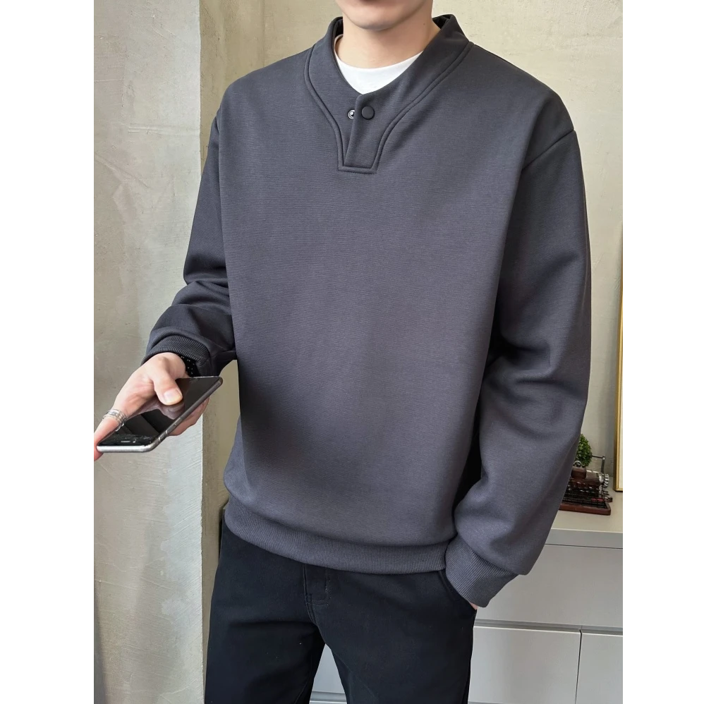 莫安摩萨利亨利领卫衣男秋季新款小衫立领上衣潮牌长袖t恤