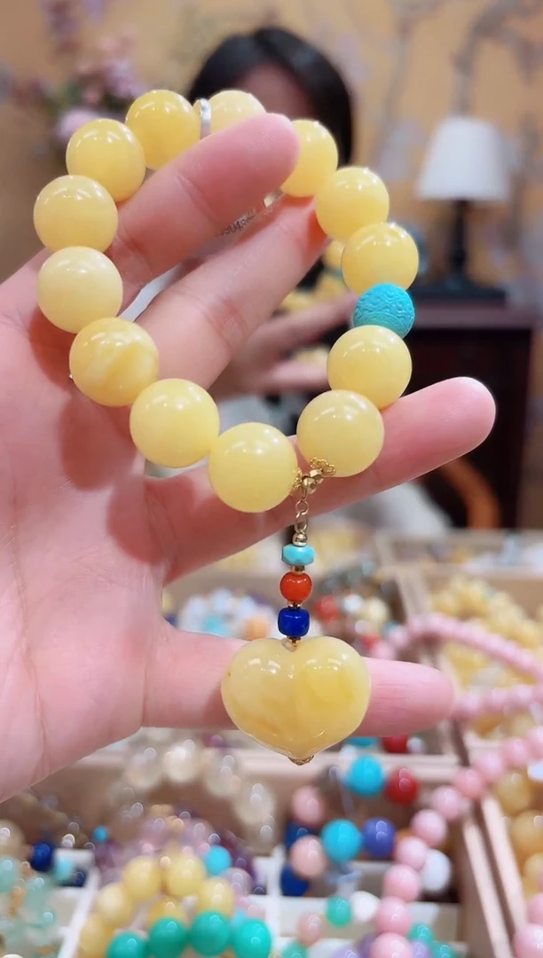 手链蜜蜡18K金镶嵌蜜蜡设计款14.4咪