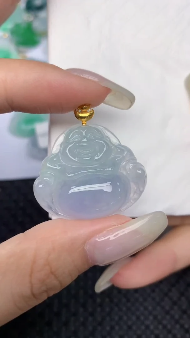 翡翠18K金镶嵌颈饰天然缅甸翡翠a货百元以上9元证书费自理