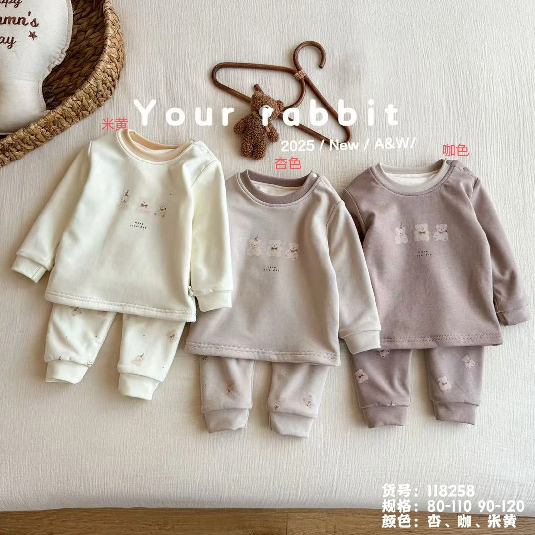 玥儿兔-【三只小熊118258】双层羊绒蚕丝德绒家居服套装