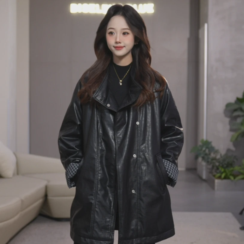 BISELENA/贝茜妮立领中长款羽绒服衣复古宽松加绒时尚休闲百搭XH