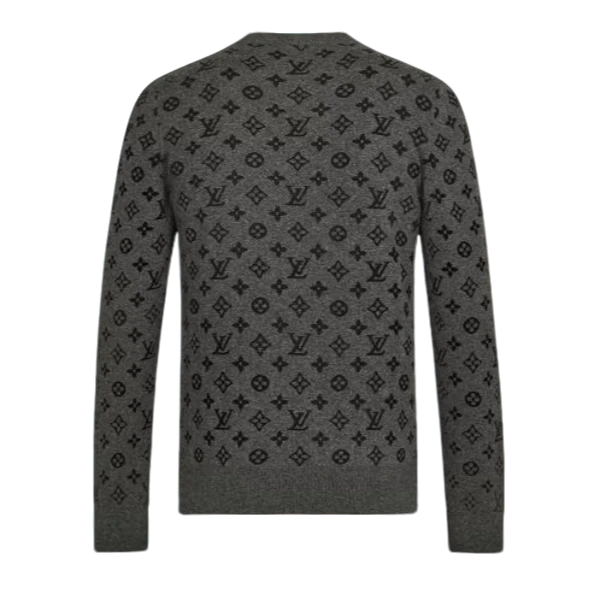 未使用 LouisVuitton/路易威登  圆领满印logo针织衫 黑灰/XXL/XS
