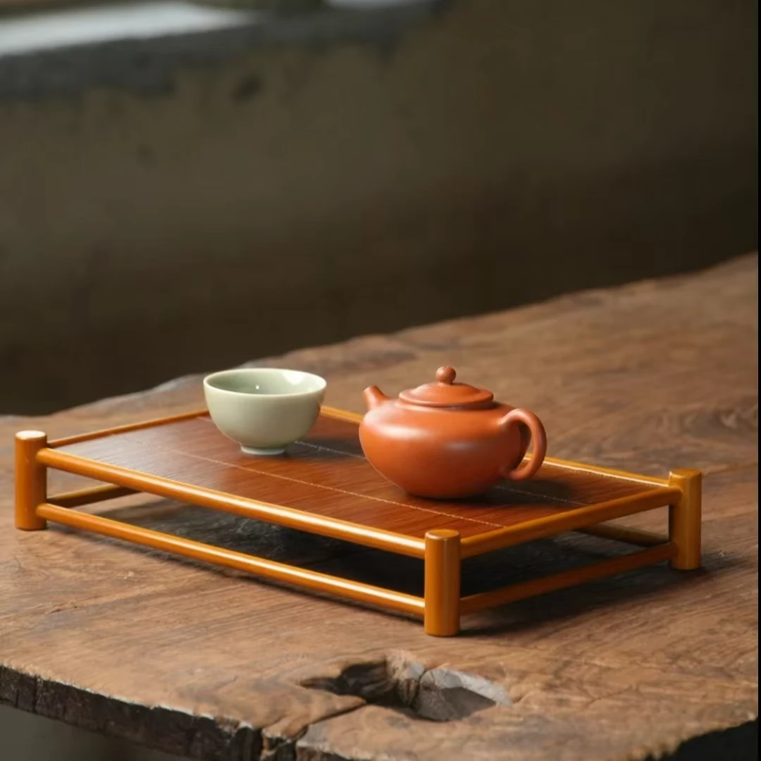 隐竹收纳楠竹竹编茶道器具收纳盘干泡茶盘家用长方形收纳盘