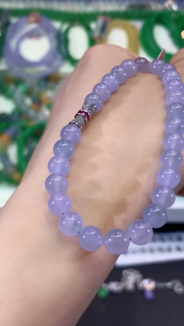 未镶嵌手串翡翠C225 紫货有色差