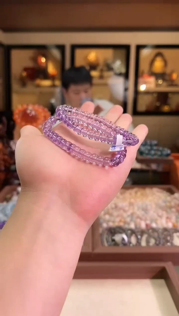 未镶嵌手链水晶8mm+玻利维亚紫水算盘珠（多样性发一）