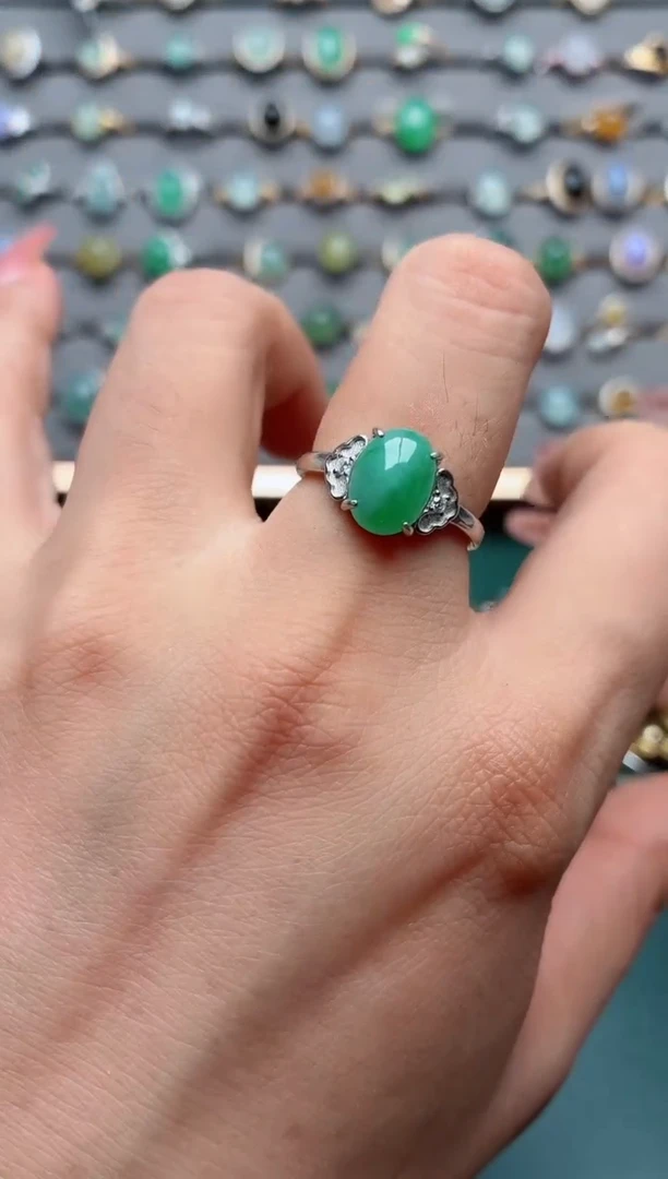 银S925镶嵌戒指翡翠.