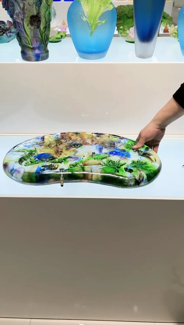 【闪购商品】茶宠古法琉璃海底世界大茶盘55厘米