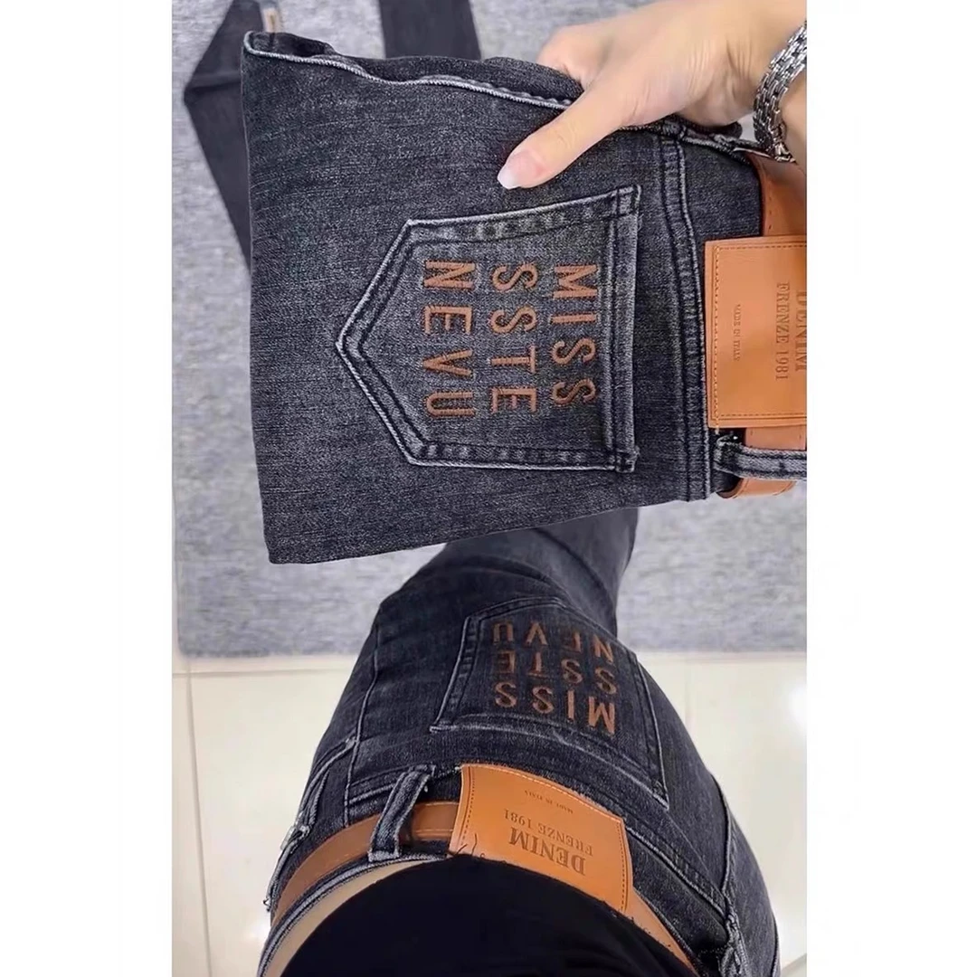 欧货高腰弹力小脚牛仔裤女春秋大码梨型身材小个子修身百搭铅笔裤