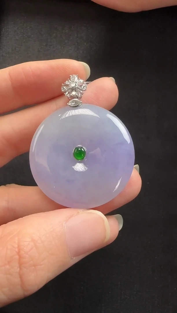 颈饰18K金镶嵌翡翠531平安扣一个