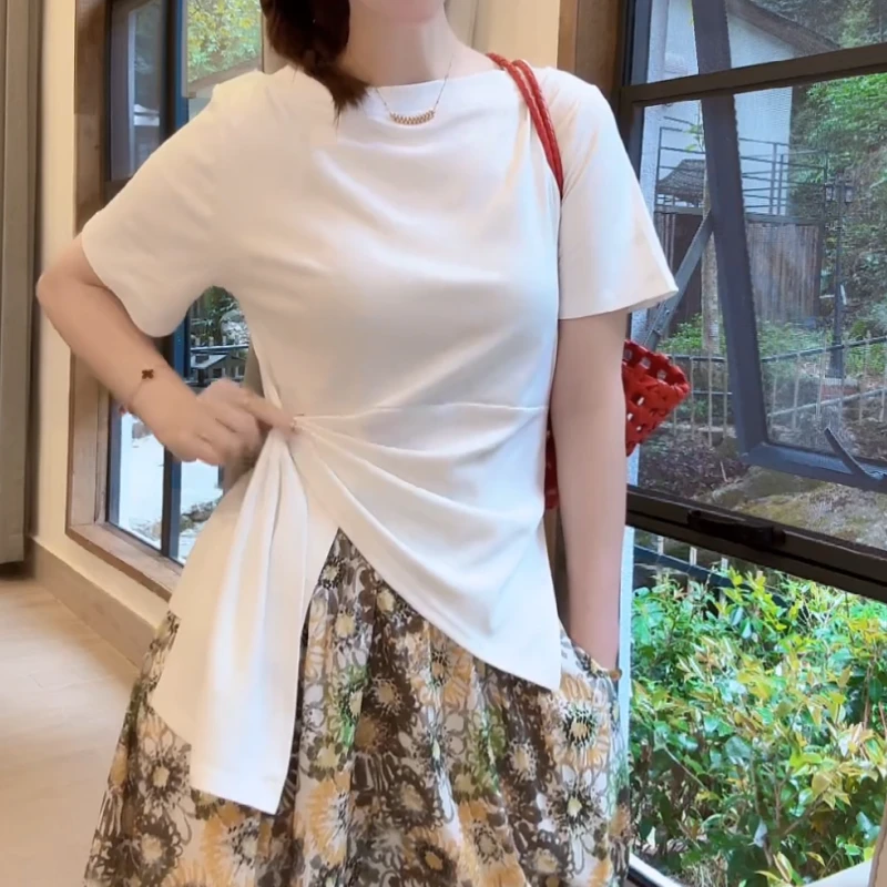 2025春季新款韩版百搭显瘦时尚圆领短袖T恤女LK2502845