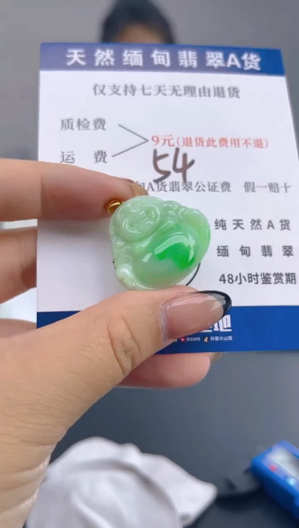 颈饰18K金镶嵌翡翠纯天然缅甸翡翠A货