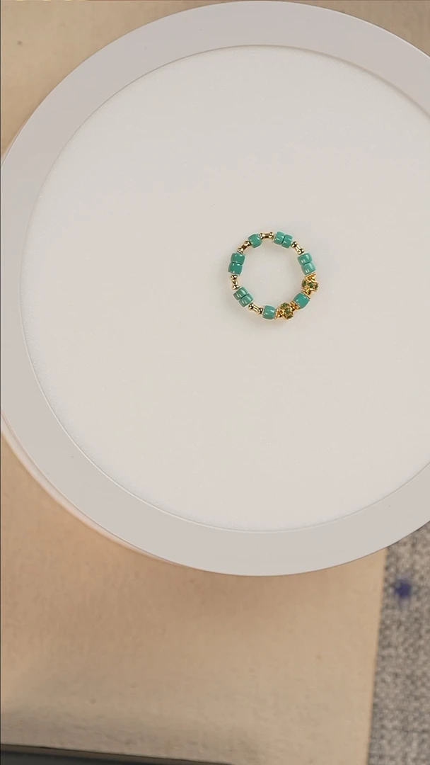 绿松石18K金镶嵌戒指s3978定制