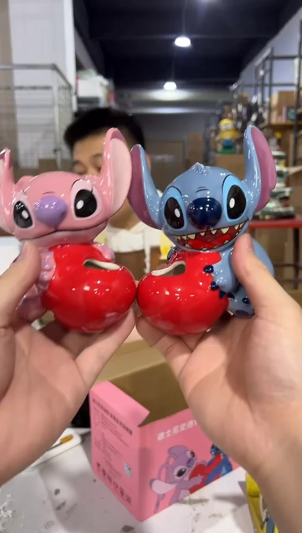 瓷片原盒史迪仔安琪抱爱心牙刷架