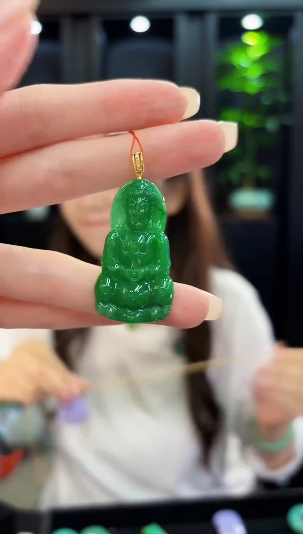 颈饰18K金镶嵌翡翠 缅料A货/支持复检/一件