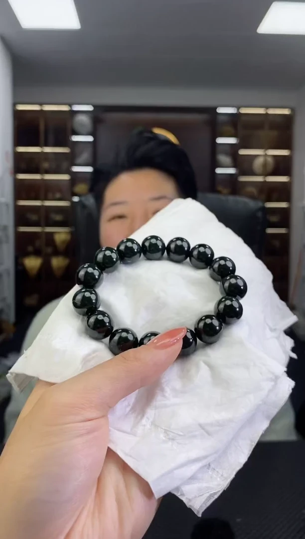 【闪购商品】和田玉手串未镶嵌墨碧卡14