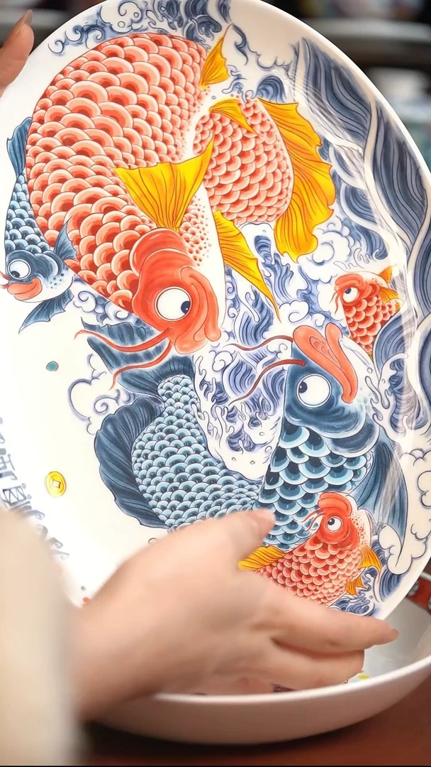 瓷片昨明椭圆鱼盘（福利价格）
