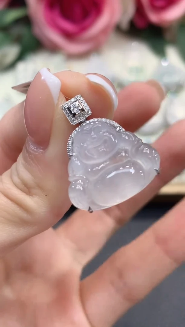 吊坠(不含链)18K金镶嵌翡翠a23