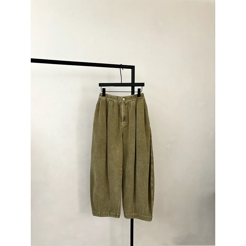 裤子女2025秋季百搭上班休闲裤条绒香蕉裤女装日系高腰显瘦老爹裤